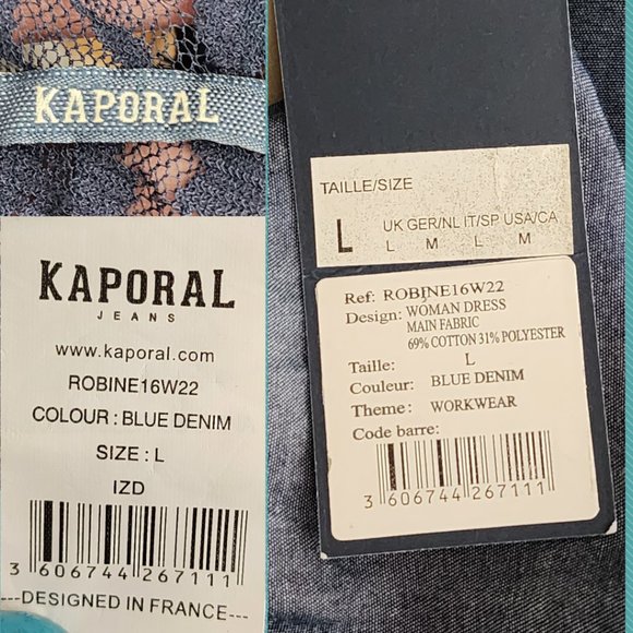 Kaporal NWT Dark Wash Denim & Lace Pencil Dress - Picture 4 of 4